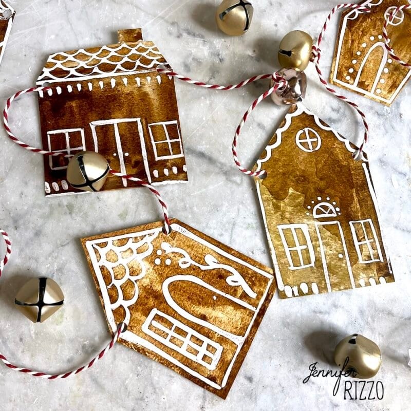 Gingerbread House Garland With Free Gingerbread House Printable