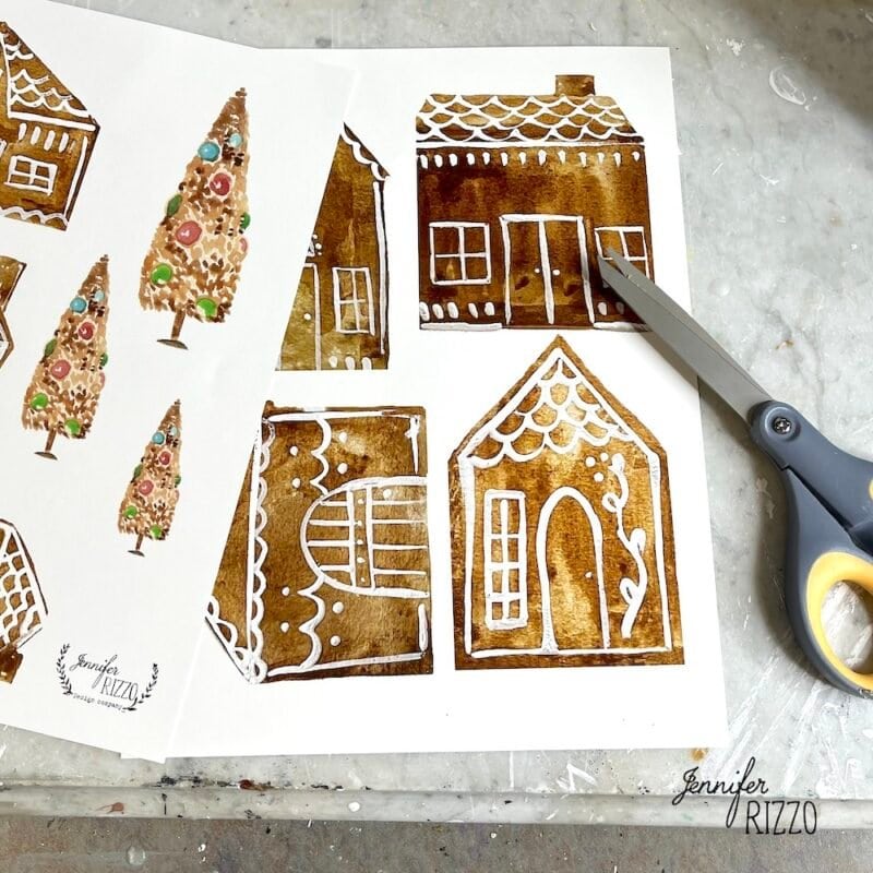 Gingerbread House Garland With Free Gingerbread House Printable