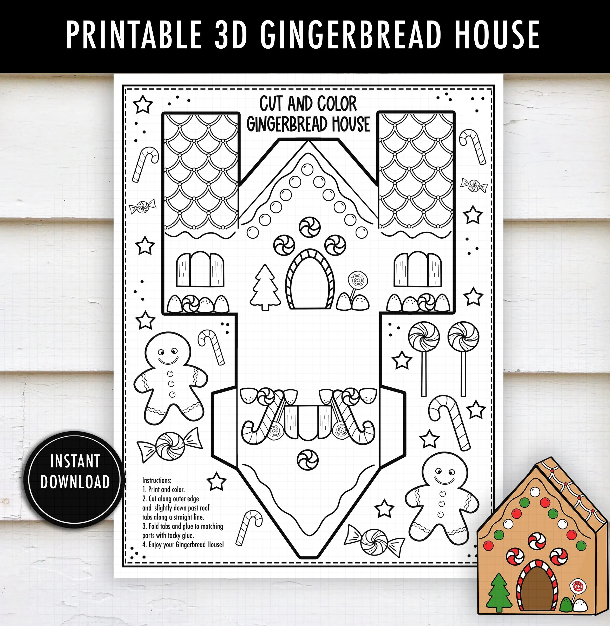 Gingerbread House Printable Craft Cut
