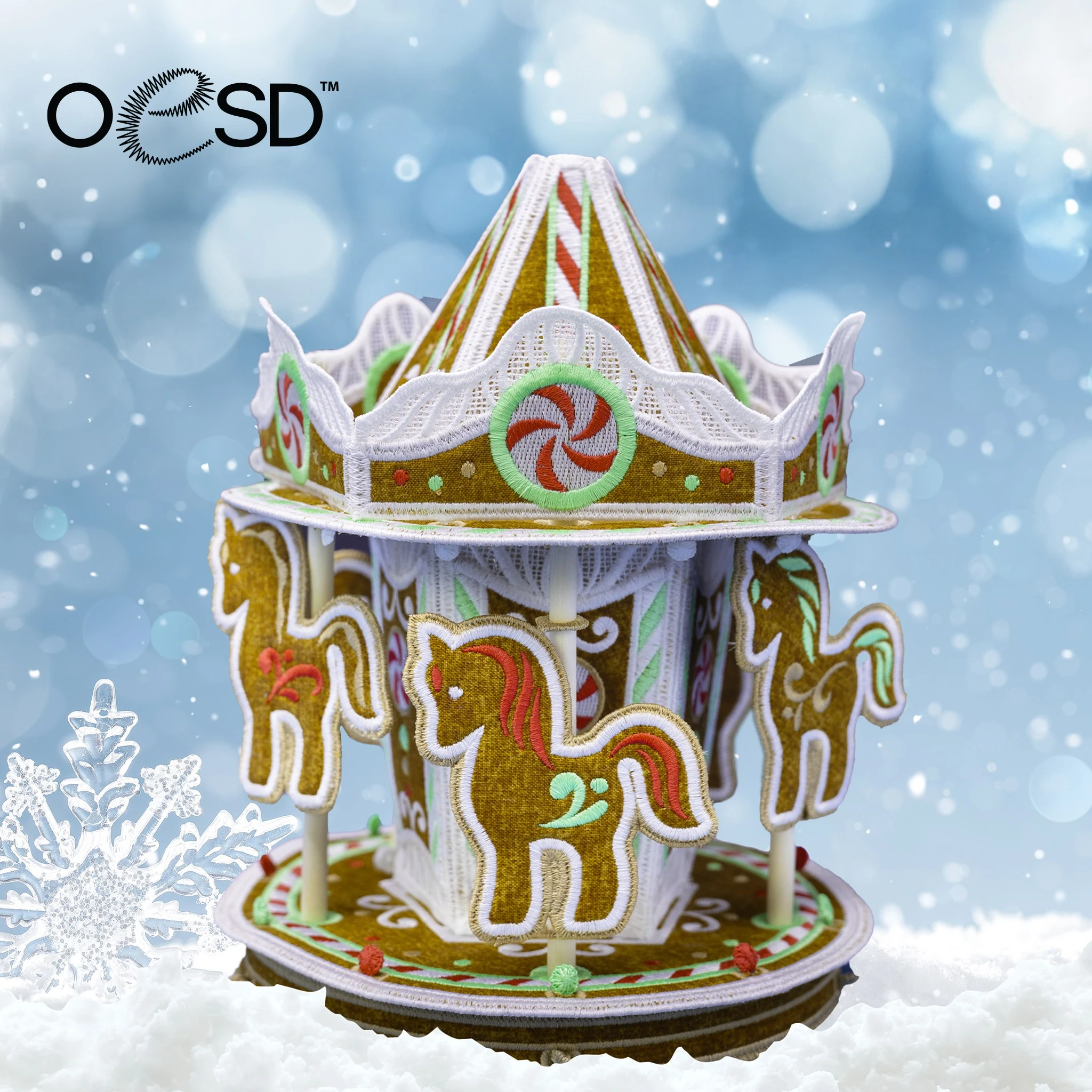 Gingerbread Village Freestanding Carousel