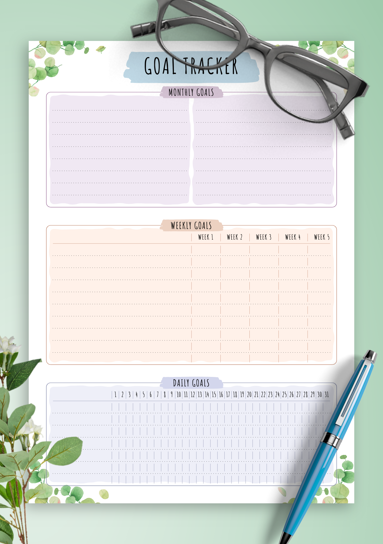 Goal Tracker Floral