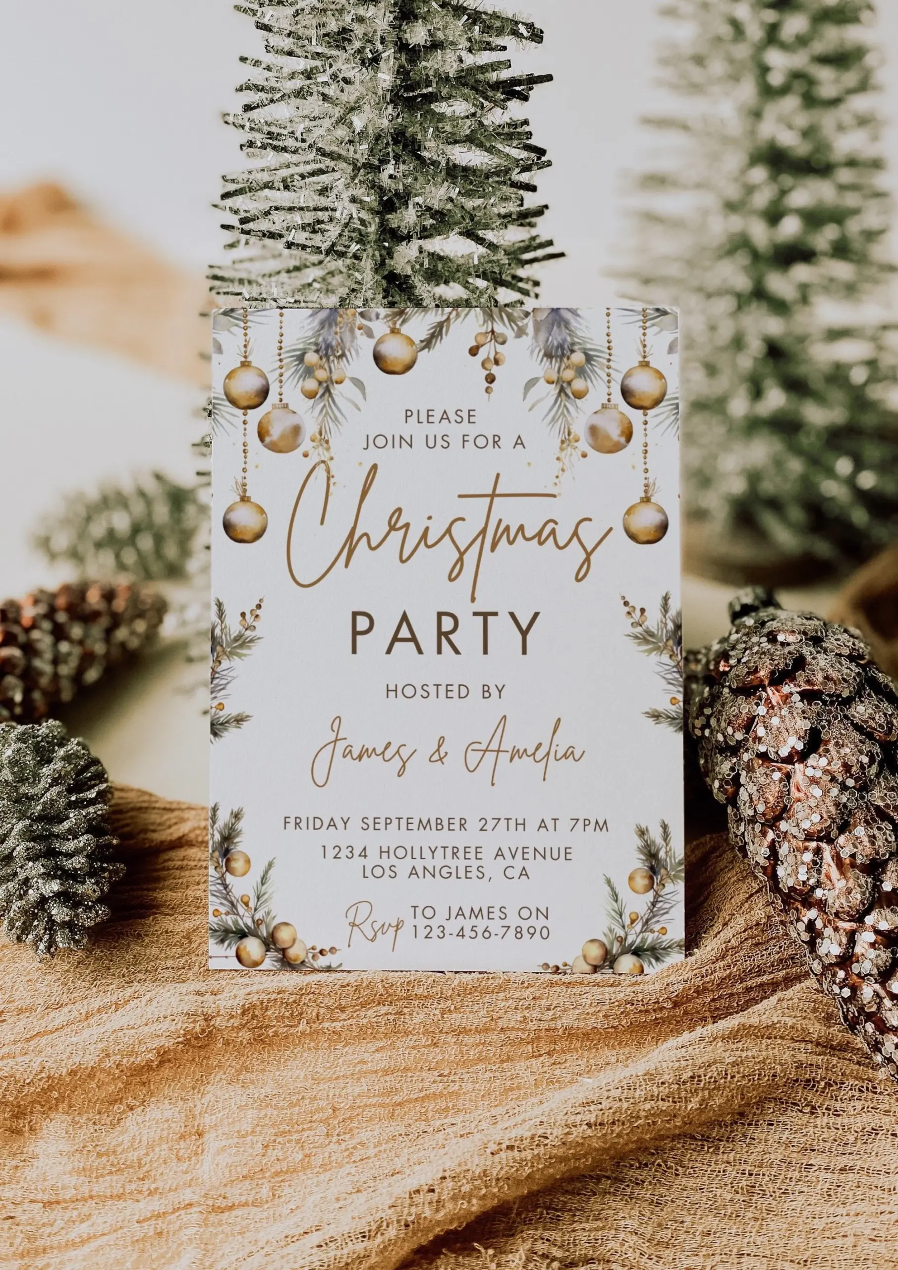Gold Christmas Party Invitation Template
