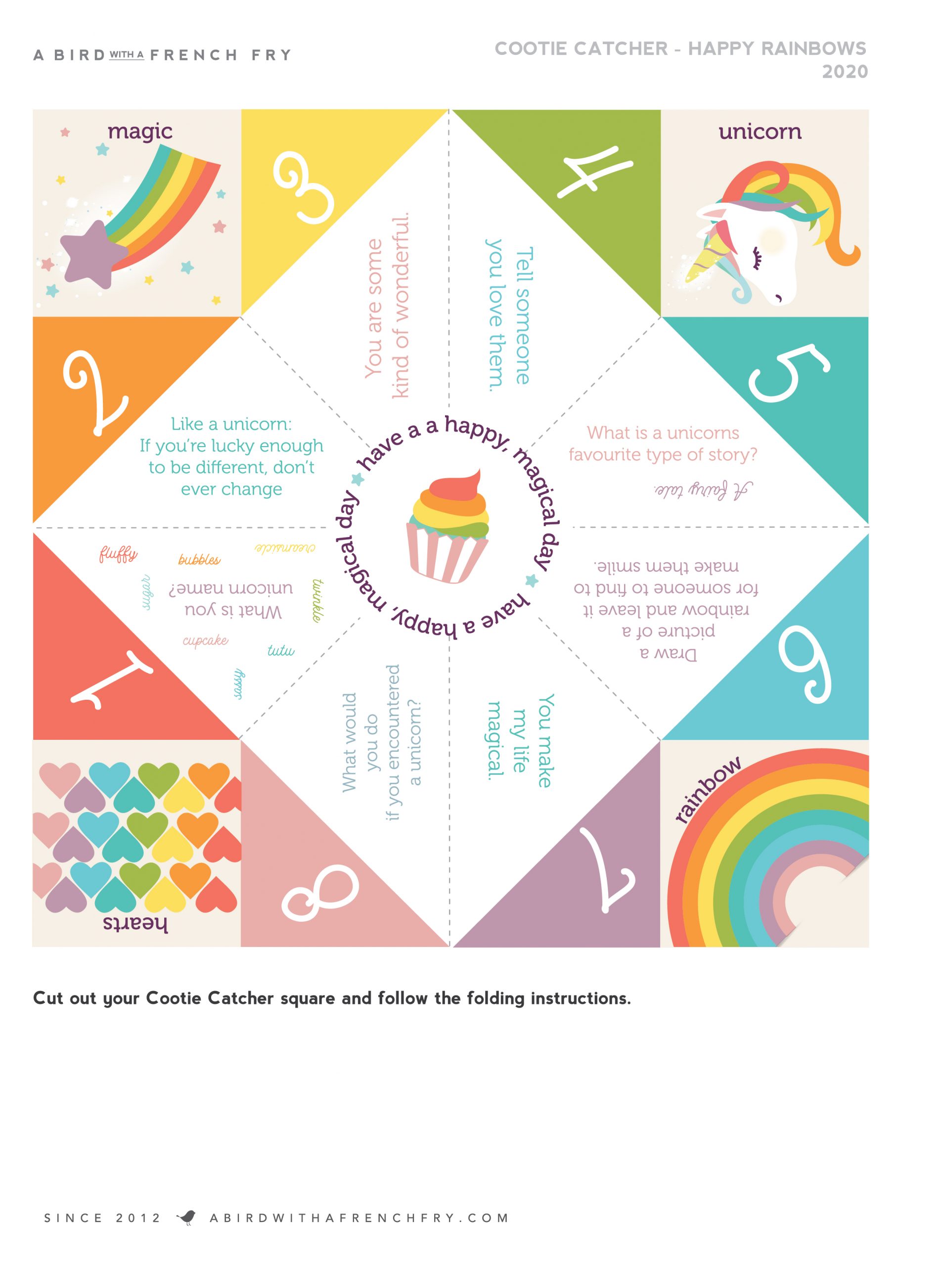 Happy Rainbows Cootie Catcher
