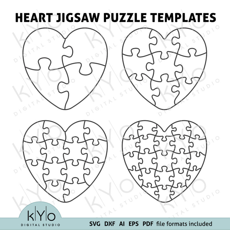 Heart Shape Jigsaw Puzzle Templates Bundle Ai Eps Svg Pdf Dxf Files Heart Shape Jigsaw Puzzle Templates Bundle Ai Eps Svg Pdf Dxf Files