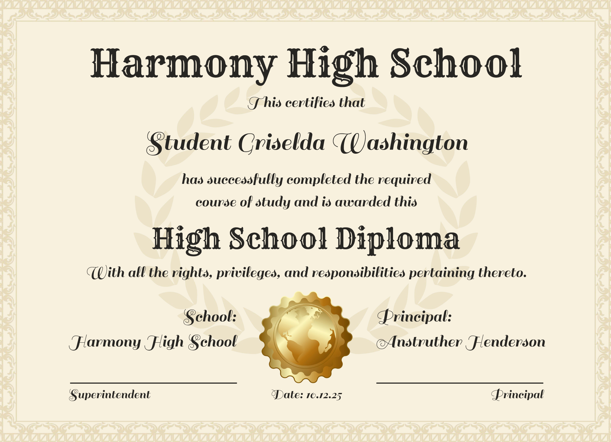 High School Diploma Free Google Docs Template