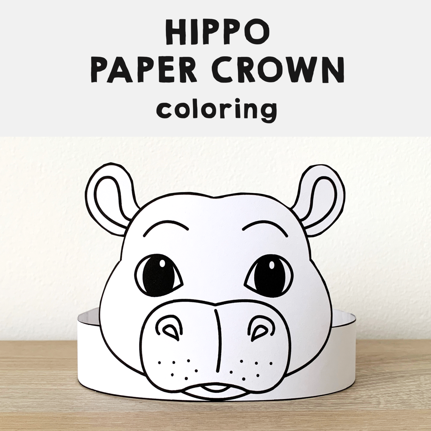 Hippo Paper Crown Printable Africa Animal Coloring Craft Hippo Paper Crown Printable Africa Animal Coloring Craft