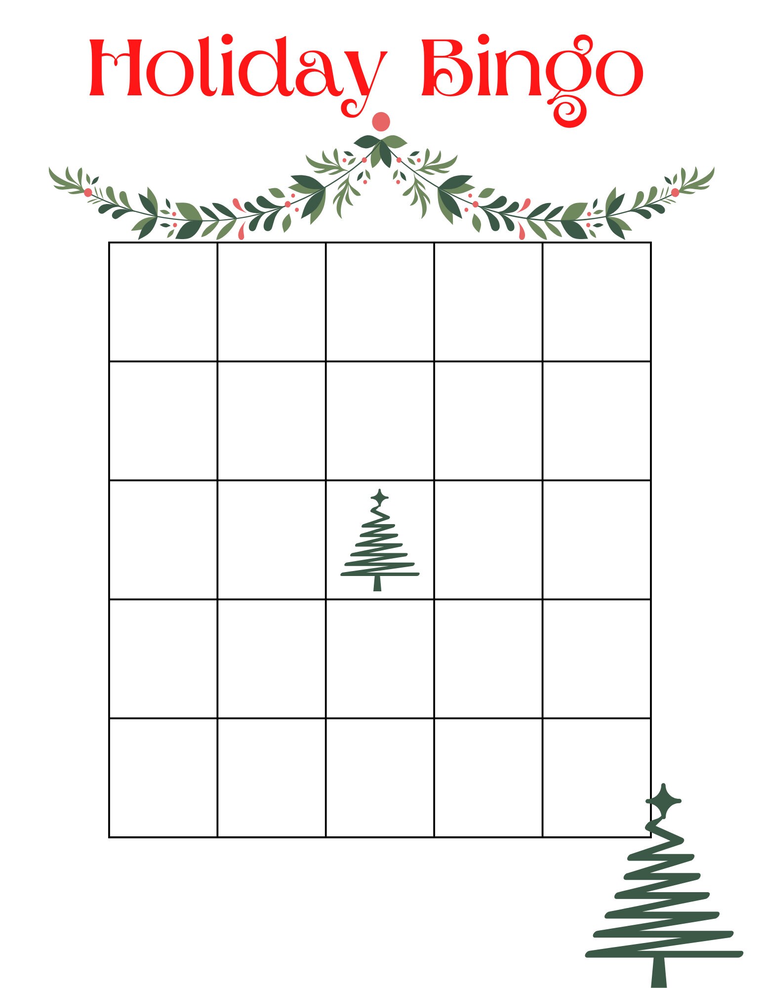 Holiday Dinner Bingo Game Printable Fill