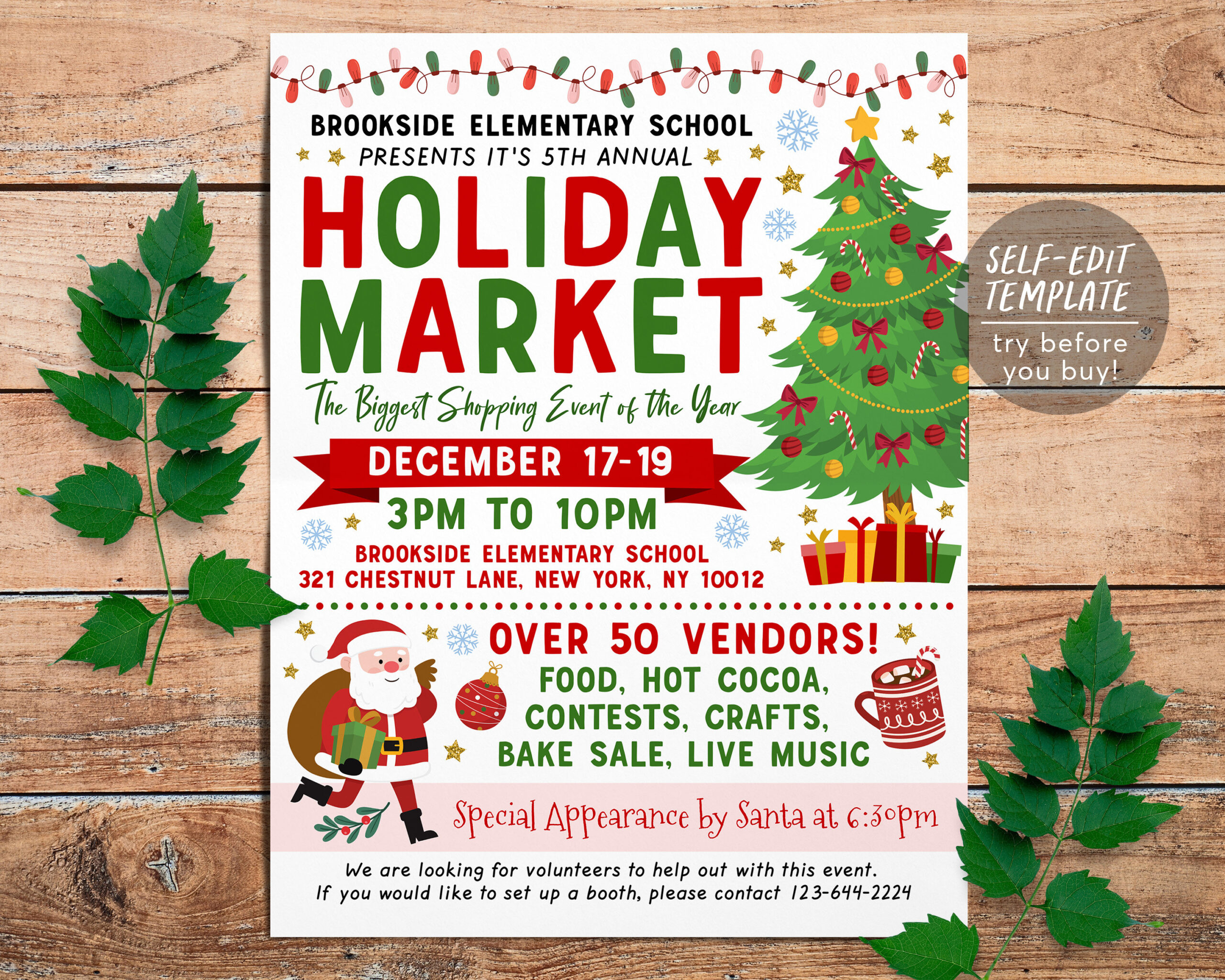 Holiday Market Flyer Editable Template