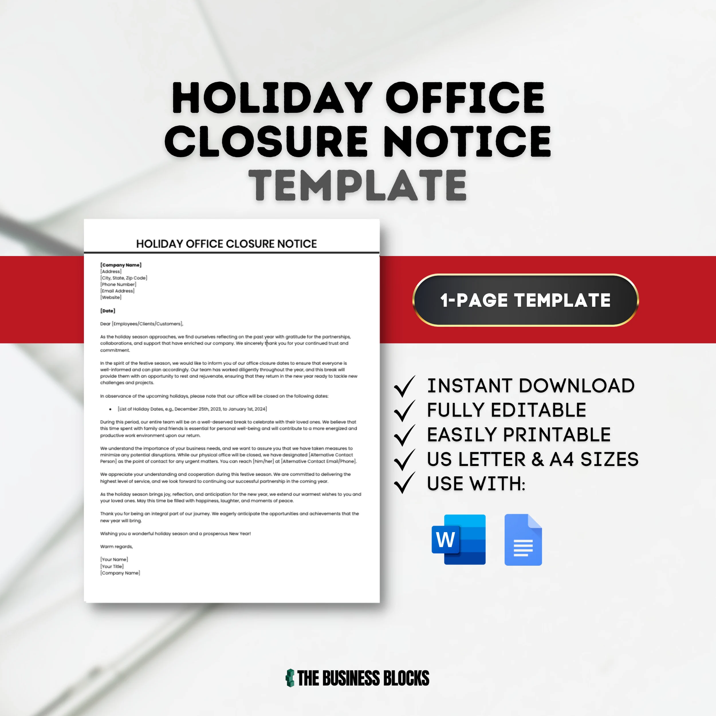 Holiday Office Closure Notice Template Holiday Office Closure Notice Template