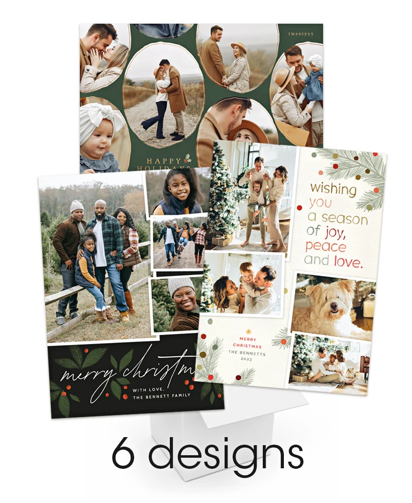 Joy And Merriment Photo Collage Christmas Card Templates Joy And Merriment Photo Collage Christmas Card Templates