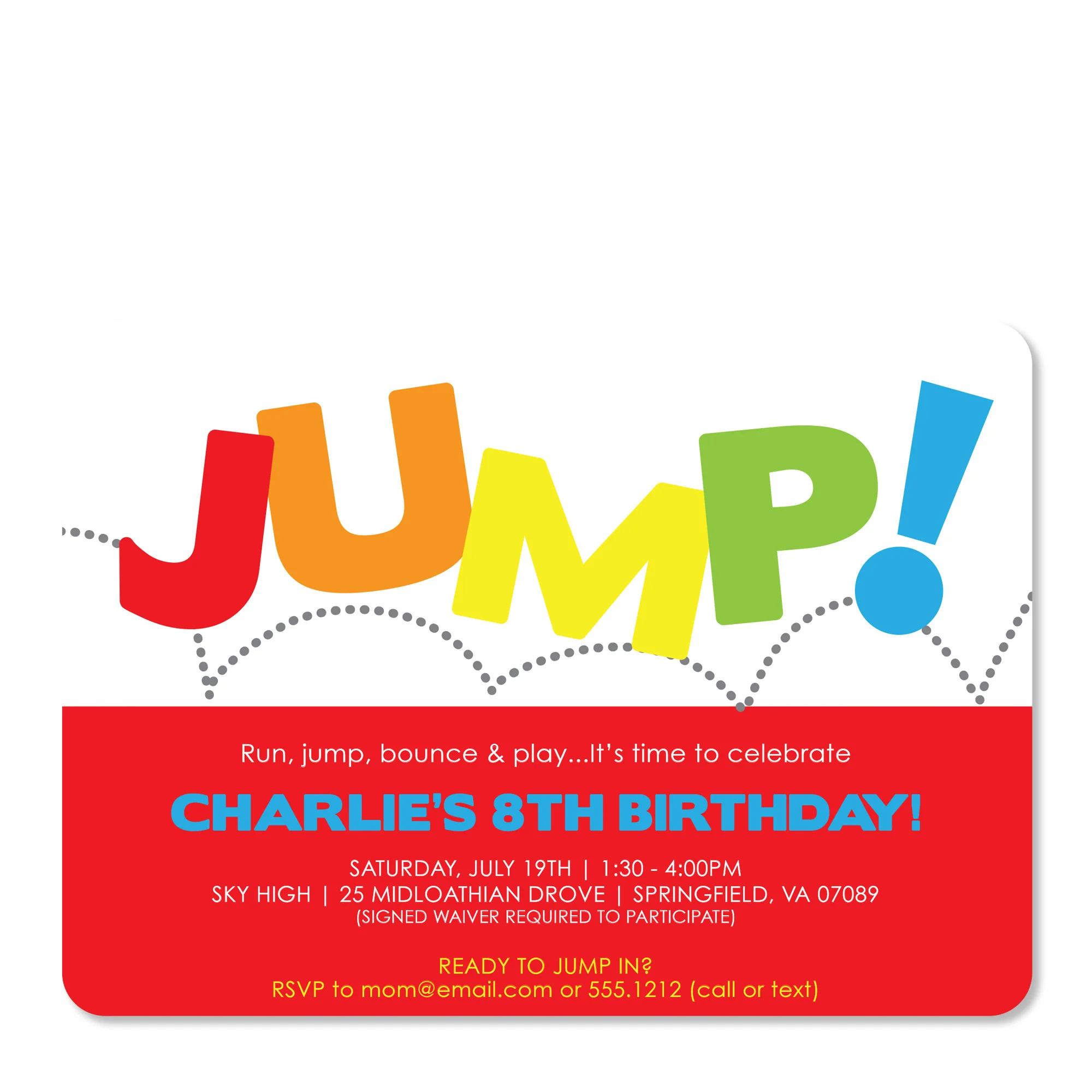 Jump Birthday Invitation