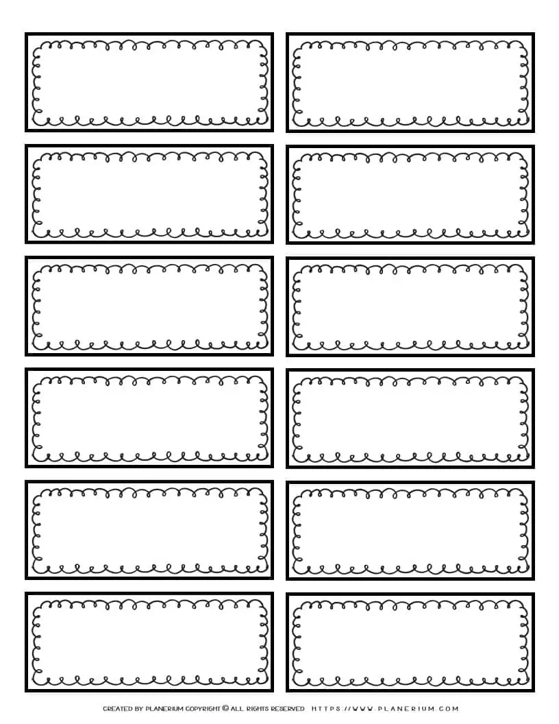 Labels Template Curly Frames Labels Template Curly Frames