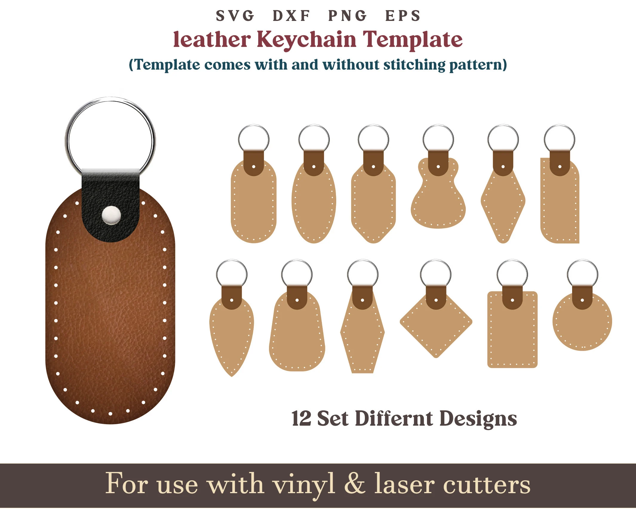 free printable leather keychain template