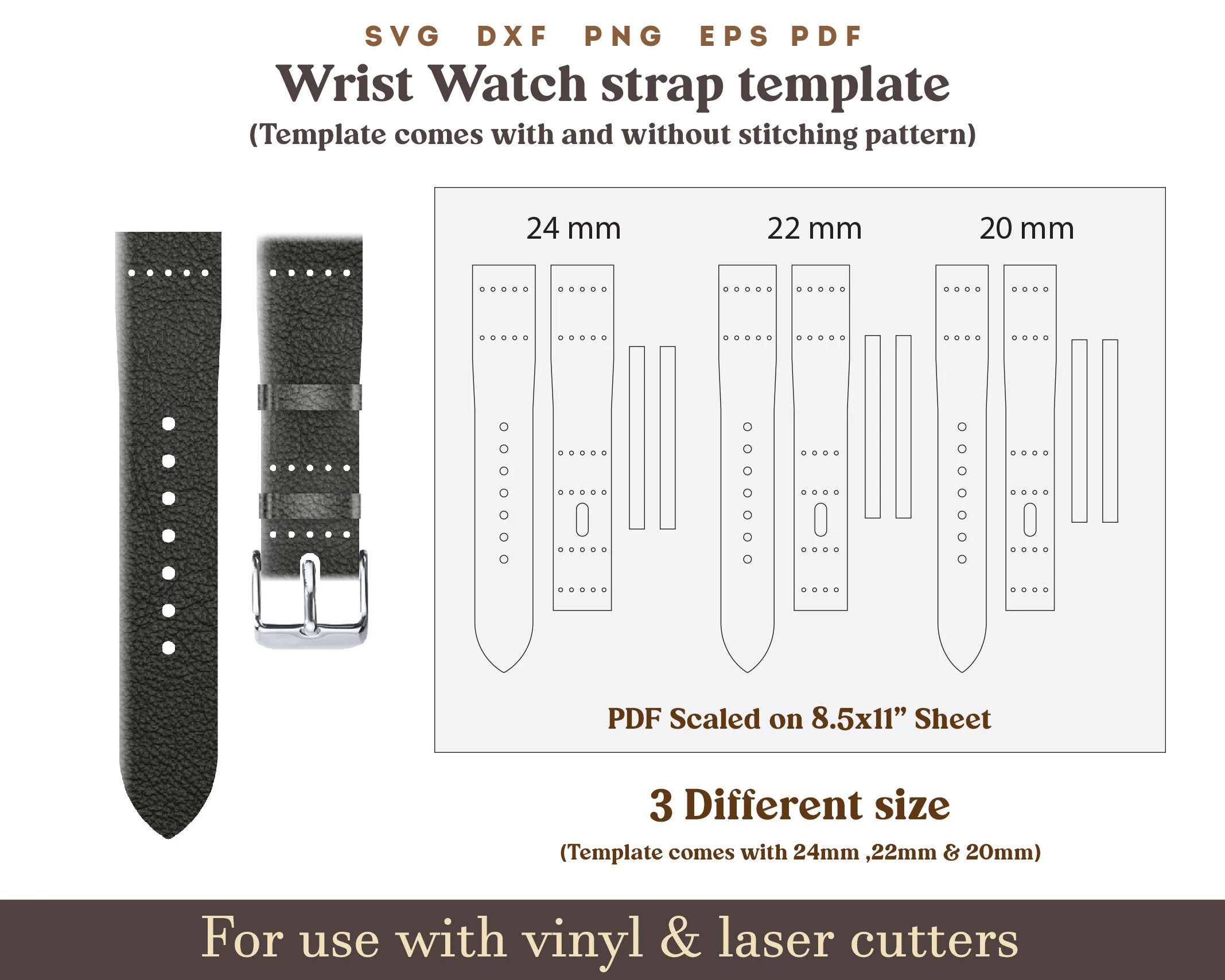 Leather Watch Strap Template Svg 20 22