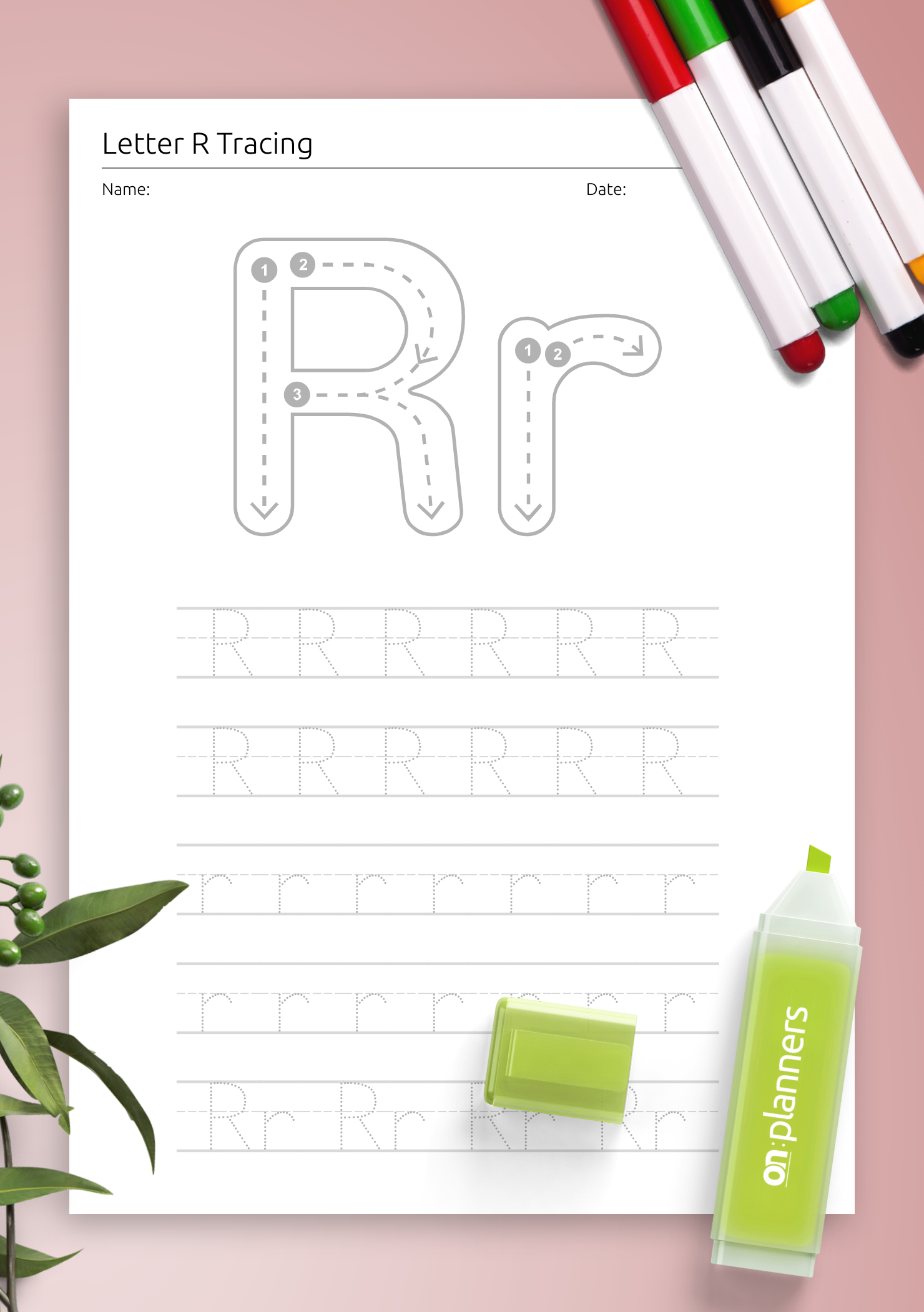 Letter R Tracing Sheet