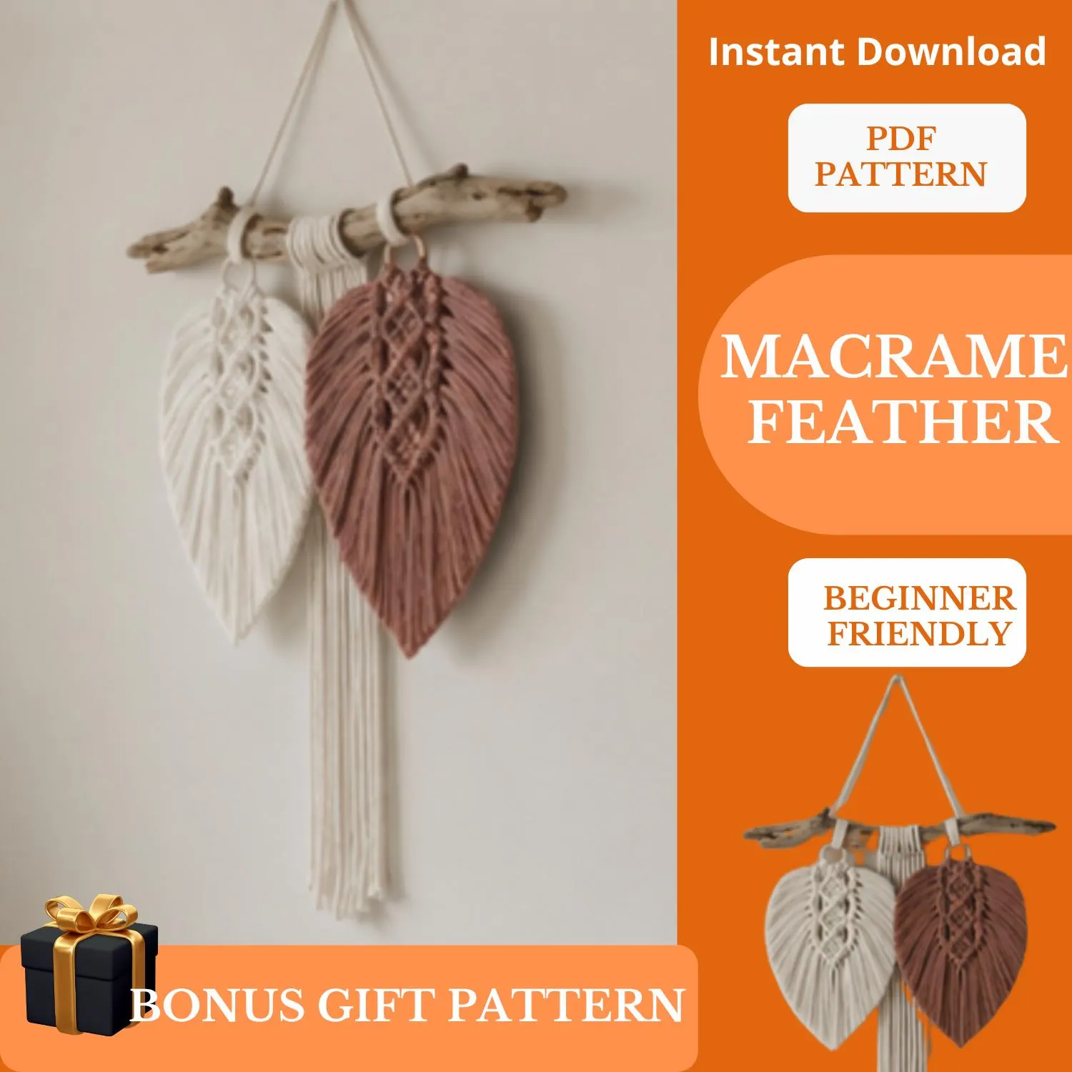 Macrame Feather Pattern Pdf Diy Wall