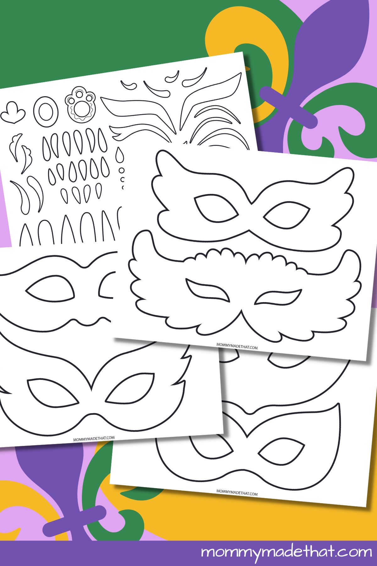 Masquerade Mardi Gras Mask Templates