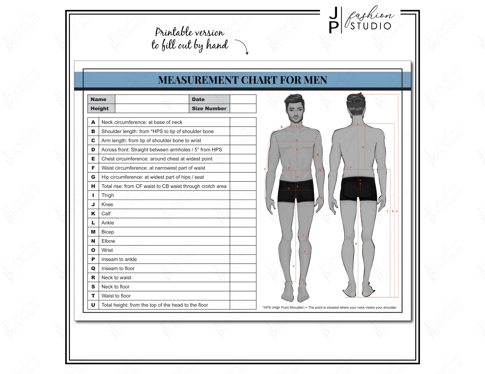 Men s Measurement Sheet Pdf