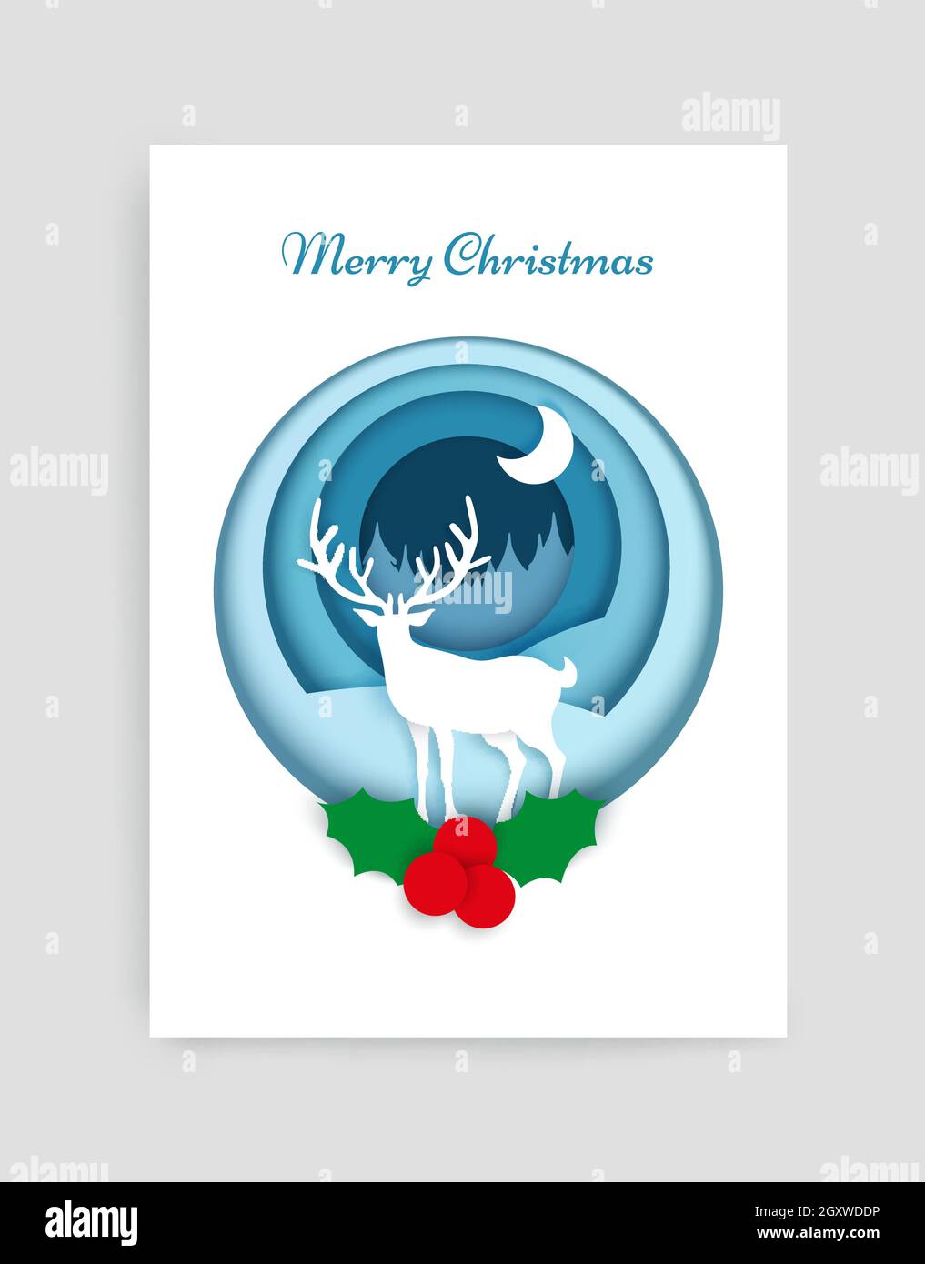 Merry Christmas Card Vector Design Template Paper Cut Craft Style White Reindeer Silhouette Holly Berries In Circle Image446799634 Merry Christmas Card Vector Design Template Paper Cut Craft Style White Reindeer Silhouette Holly Berries In Circle Image446799634