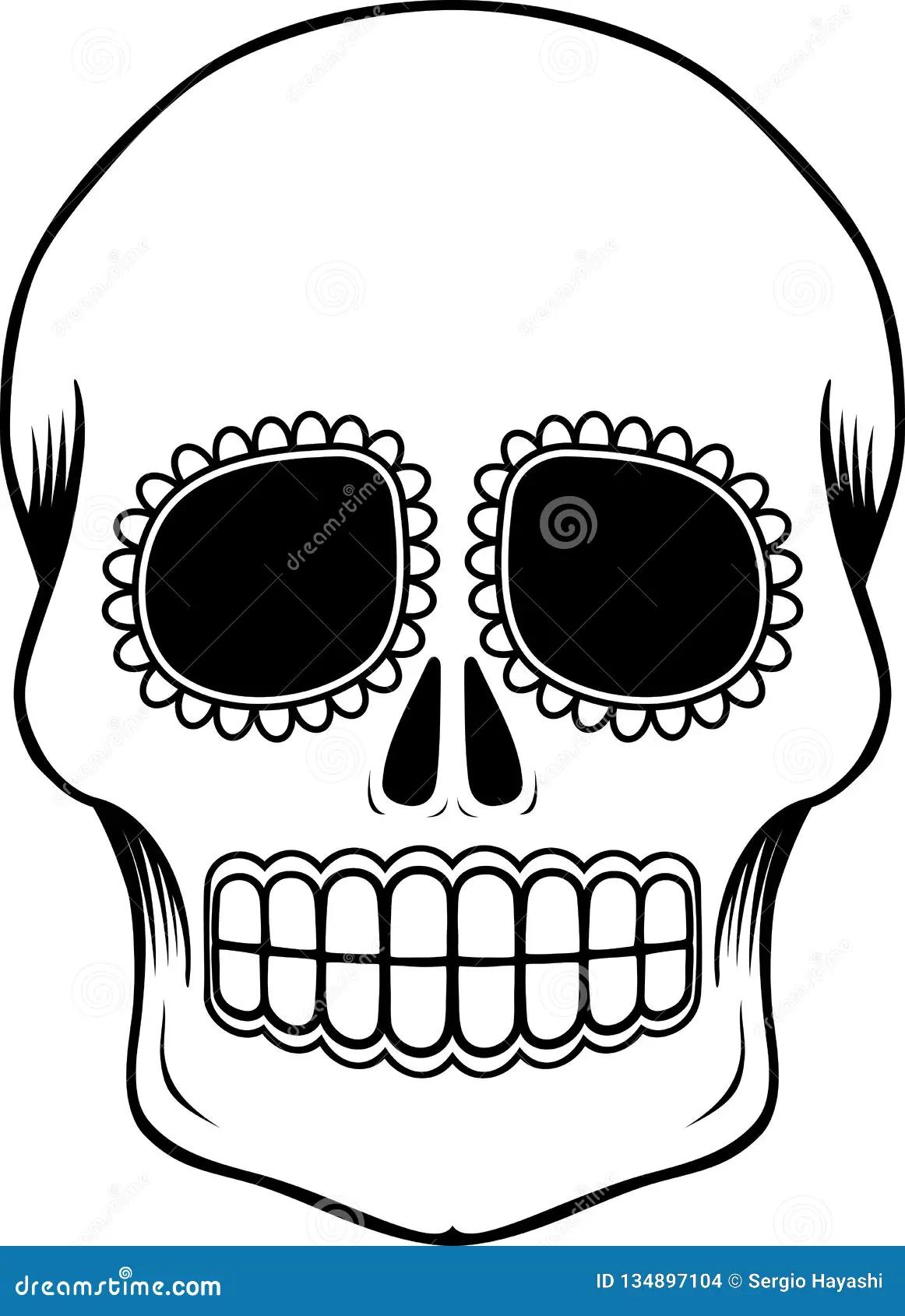 Mexican Sugar Skull Template Empty Mexican Sugar Skull Isolated White Can Be Used Coloring Book Day Dead Dia De Image134897104