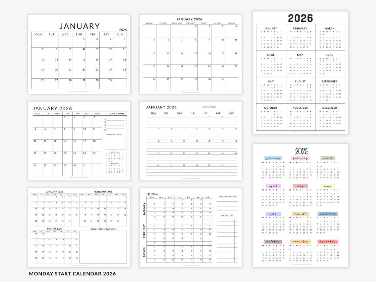 Monday Start Calendar