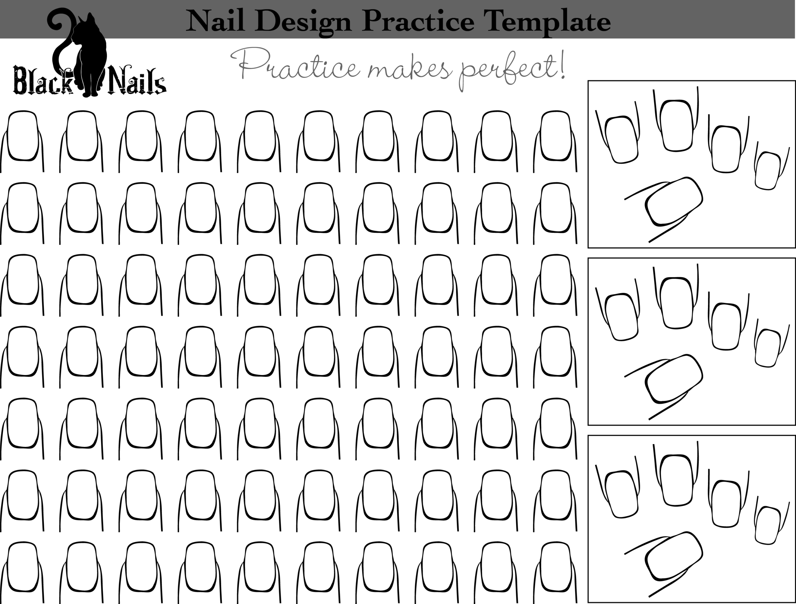 Nail Art Design Practice Templates Sheets