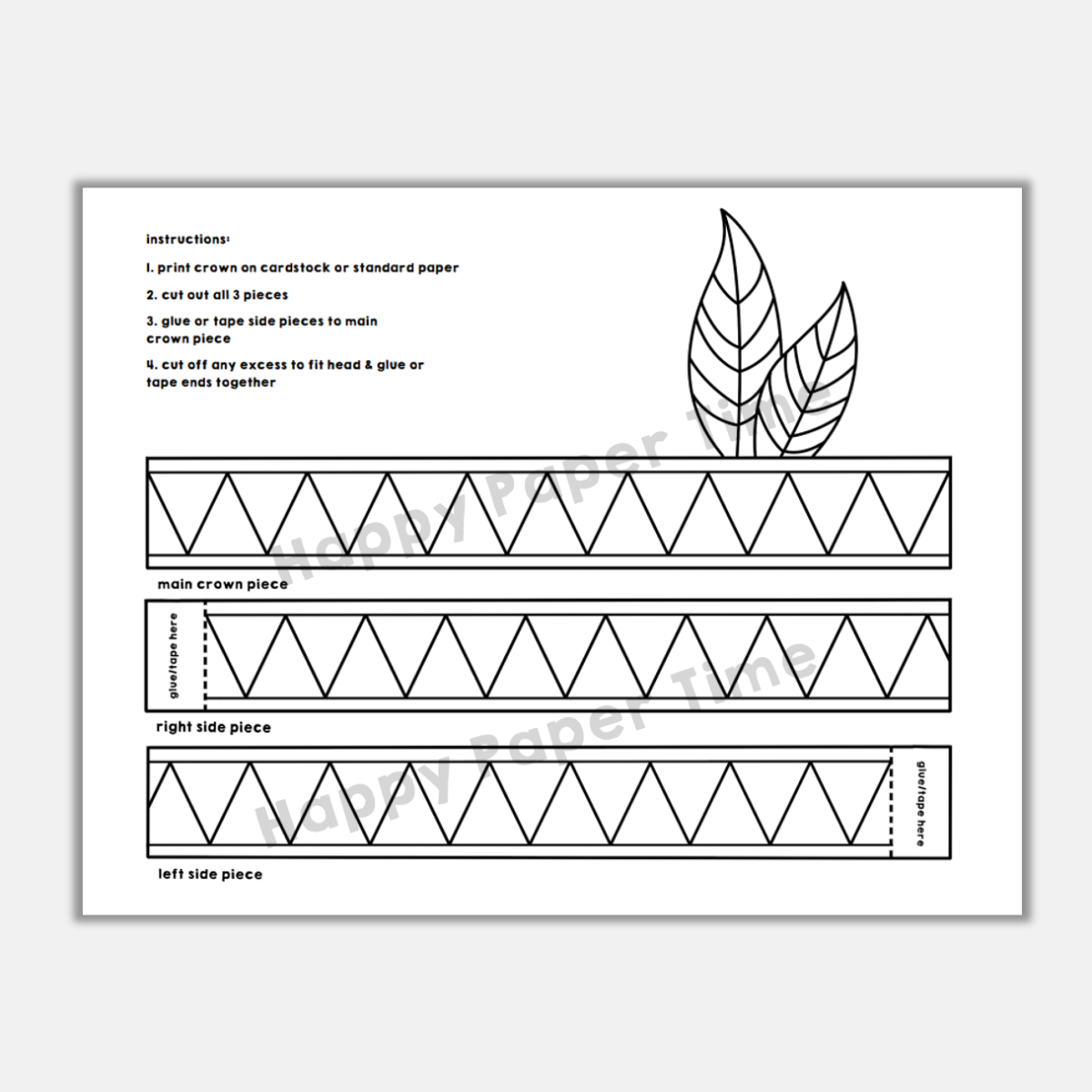 Native American Headband Feathers Paper Crown Printable Coloring Craft
