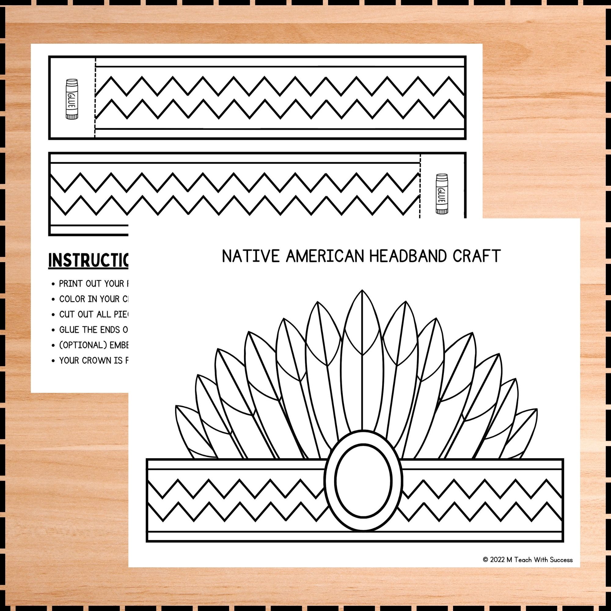 Native American Heritage Month Headband Craft American Headdress Crown Template Native American Heritage Month Headband Craft American Headdress Crown Template