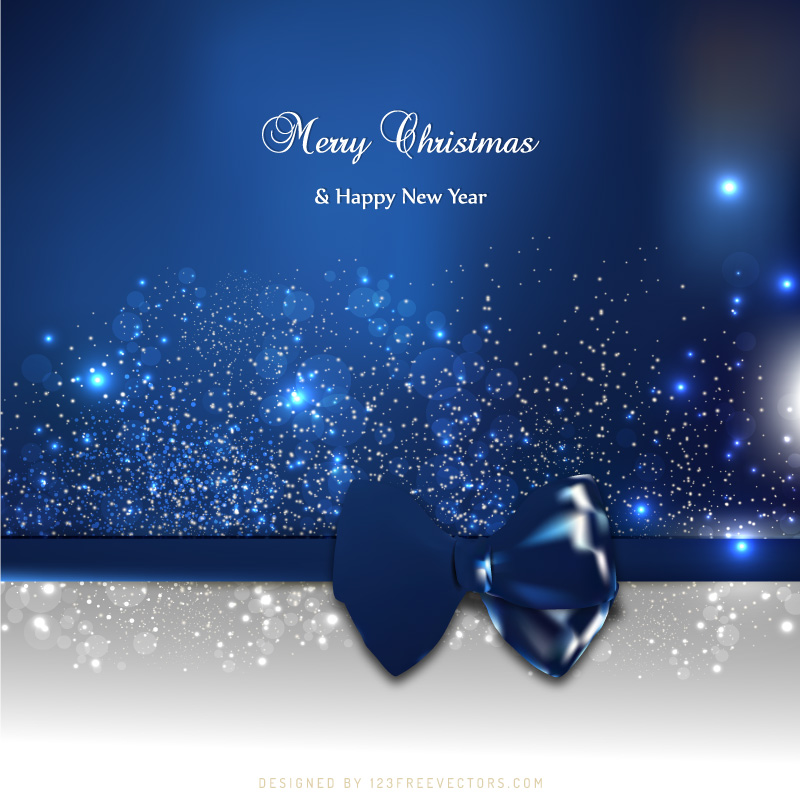 Navy Blue Christmas Card Background Template With Bow 76918