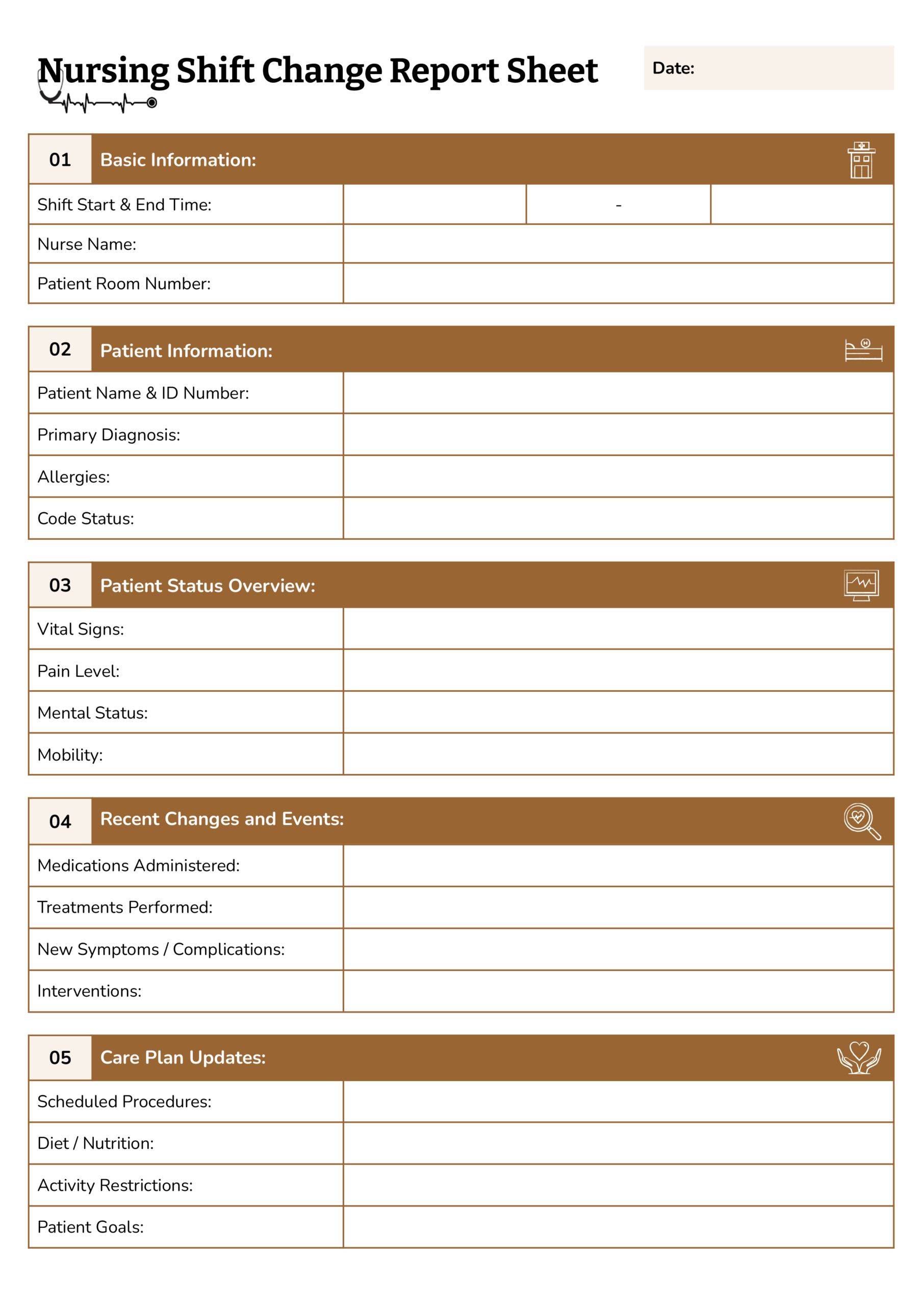 Nursing Shift Change Report Sheet Nursing Shift Change Report Sheet