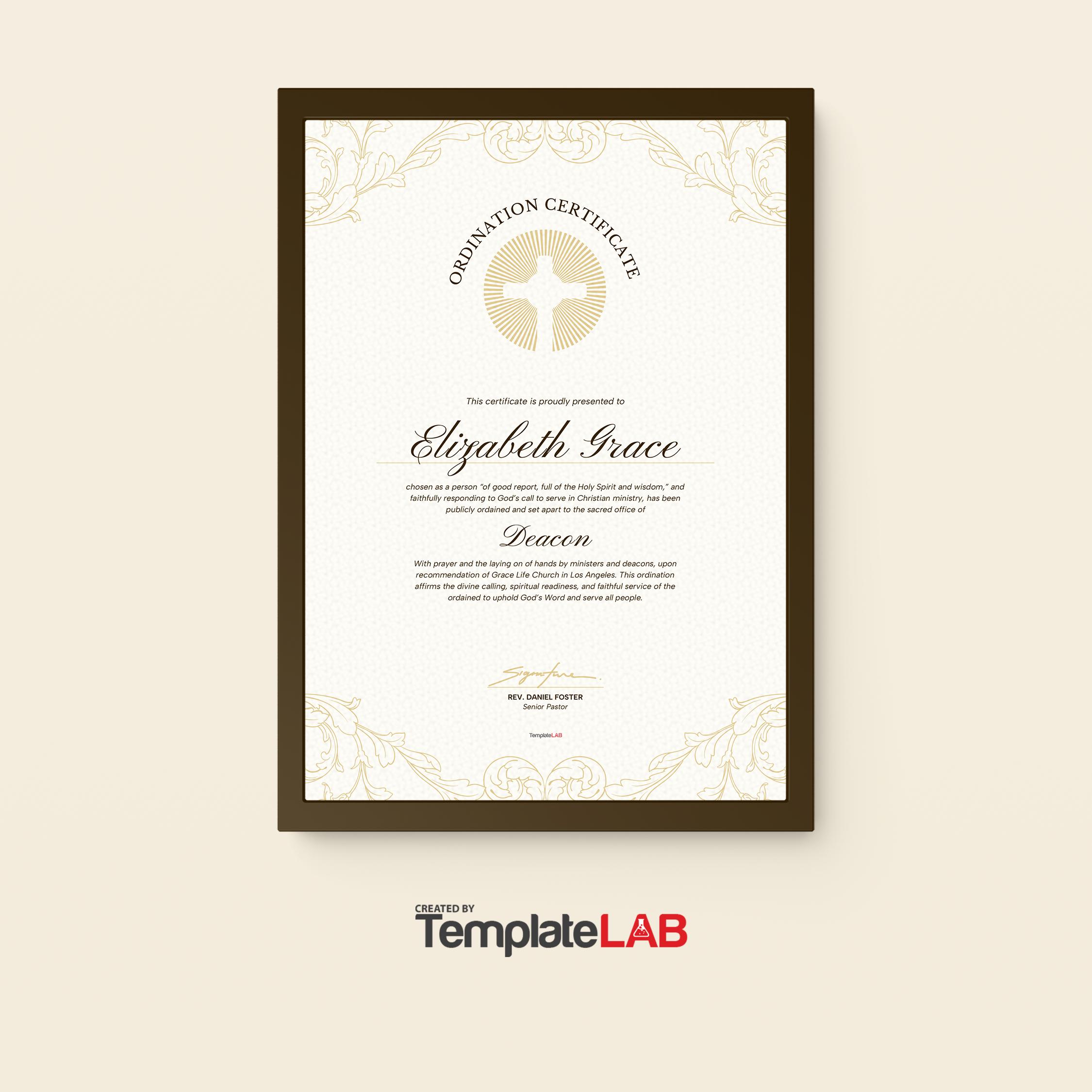 printable pastor ordination certificate template printable pastor ordination certificate template