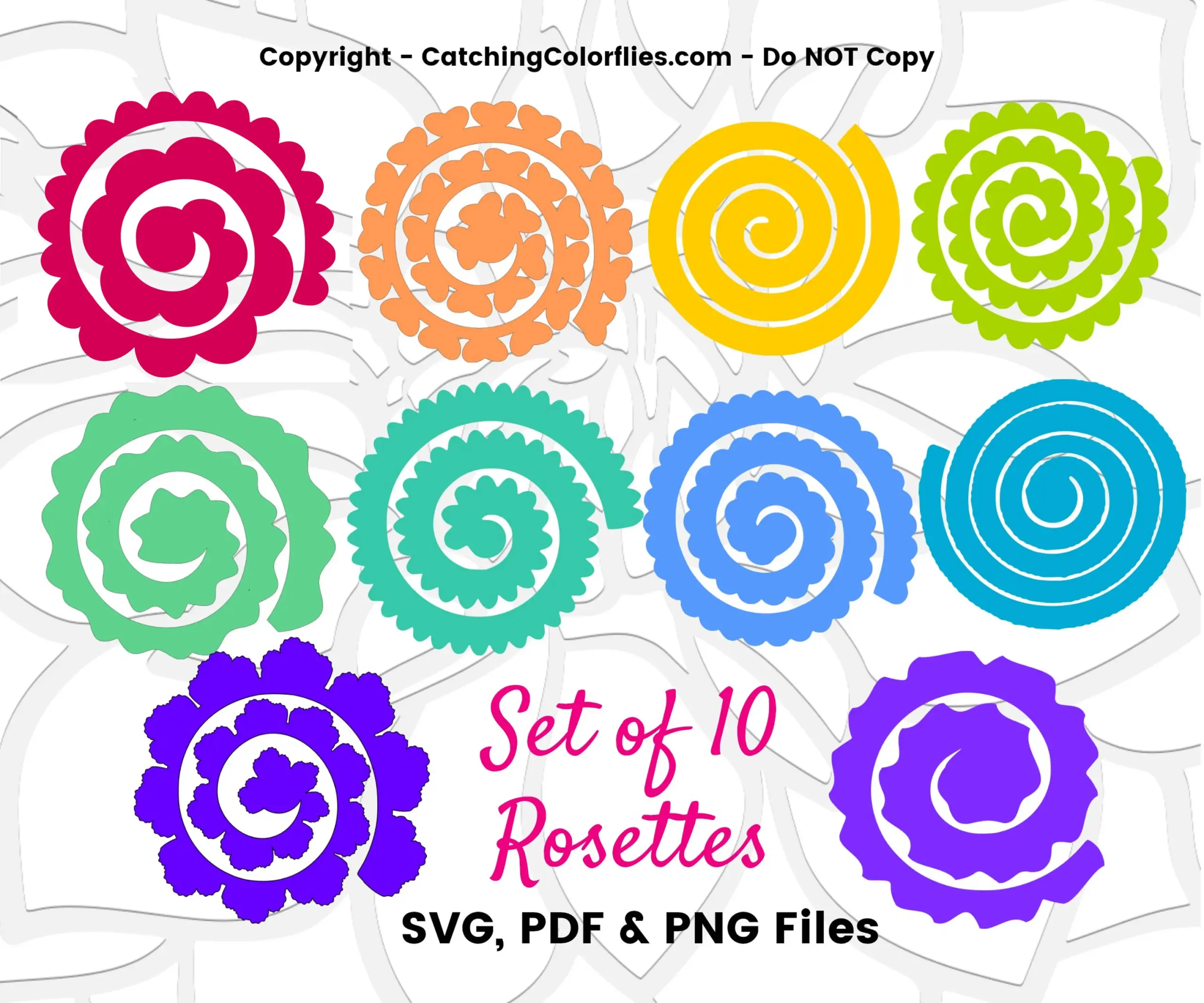 Paper Flower Rolled Rosette Templates