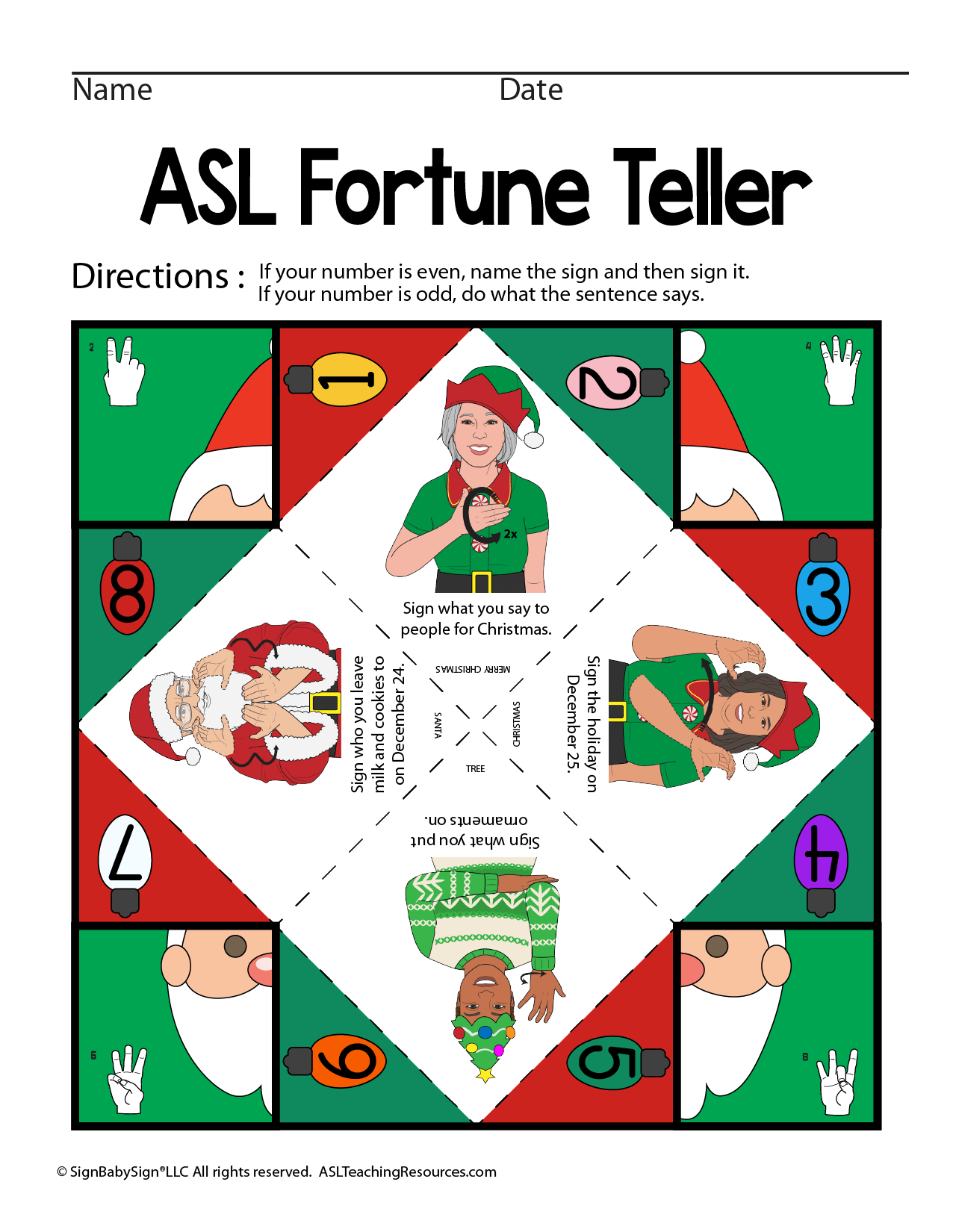 Paper Fortune Teller Game Christmas
