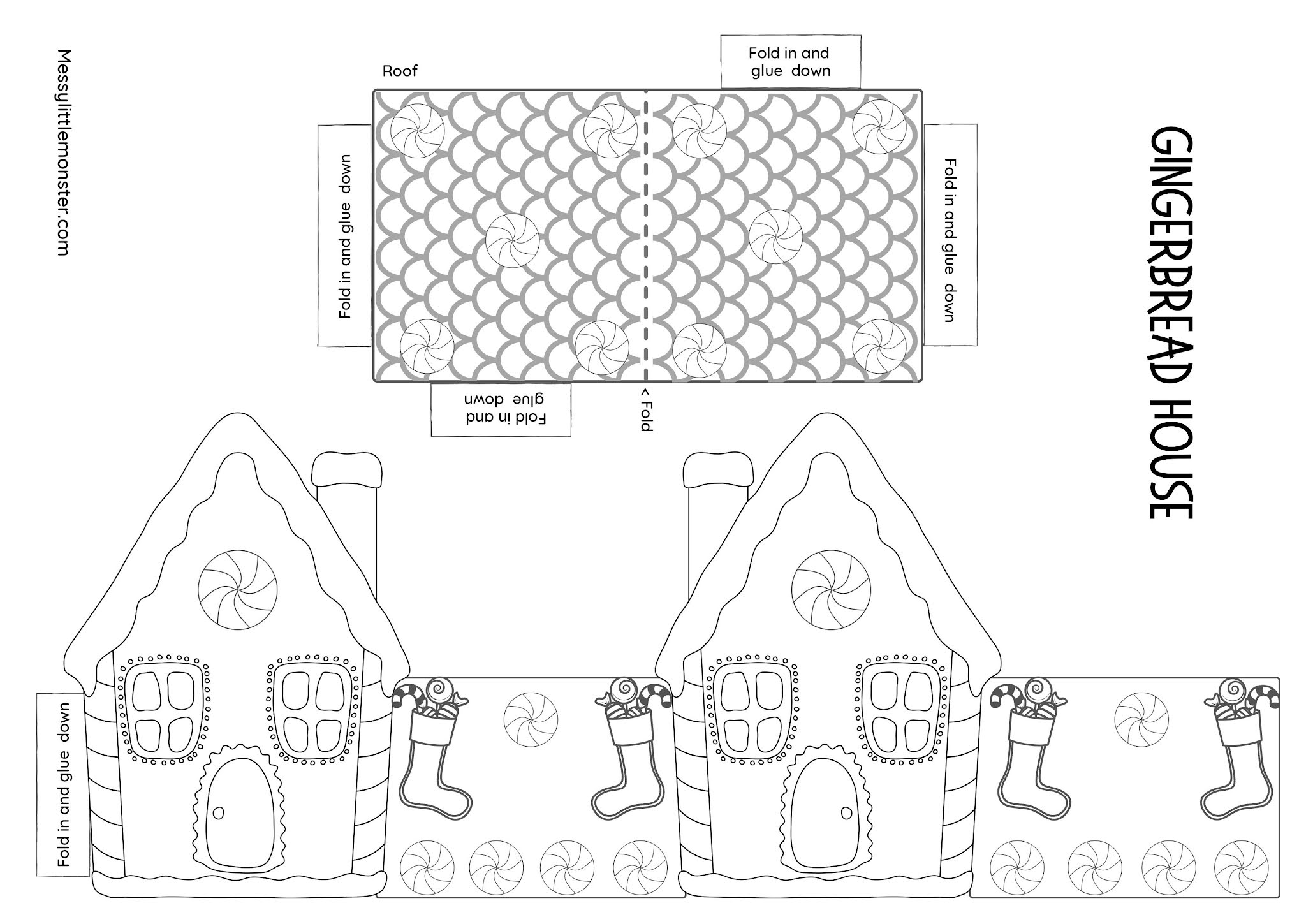 free printable gingerbread house template for paper bag