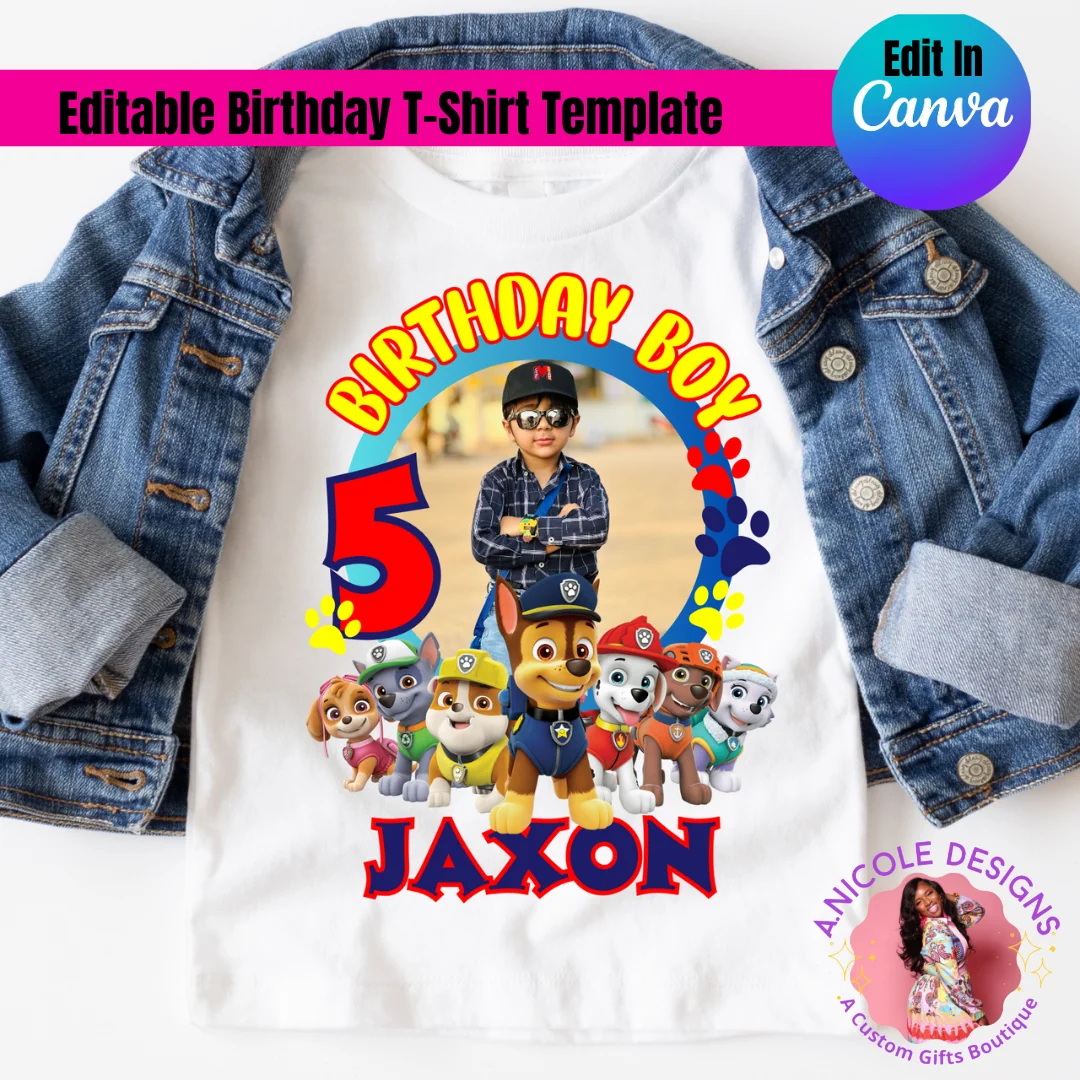Paw Patrol Editable Birthday T Shirt Template Version 1 Paw Patrol Editable Birthday T Shirt Template Version 1