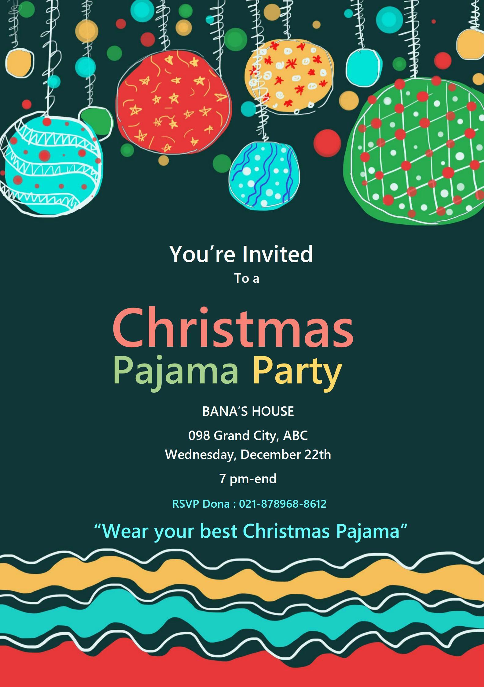 christmas pajama party invitation templates free