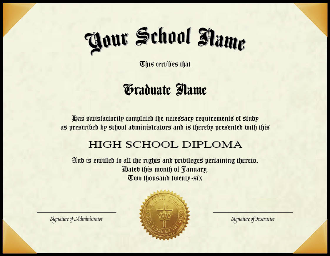 free printable high school diploma template with seal