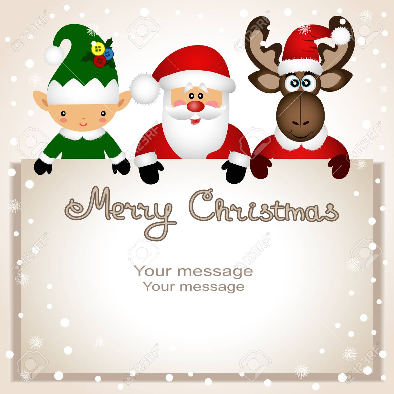 Photo 92137392 Merry Christmas Greeting Card Template