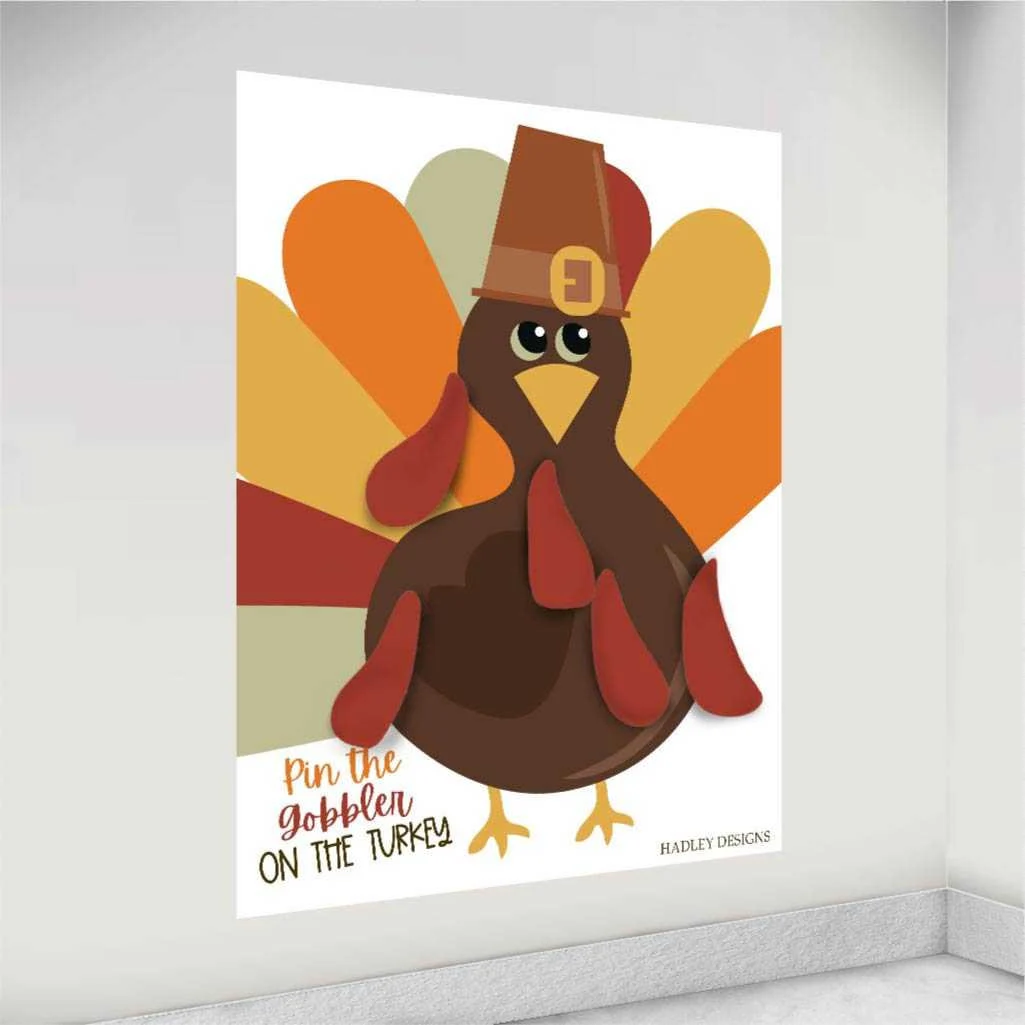 Pin The Gobbler Game Template Digital Pin The Gobbler Game Template Digital