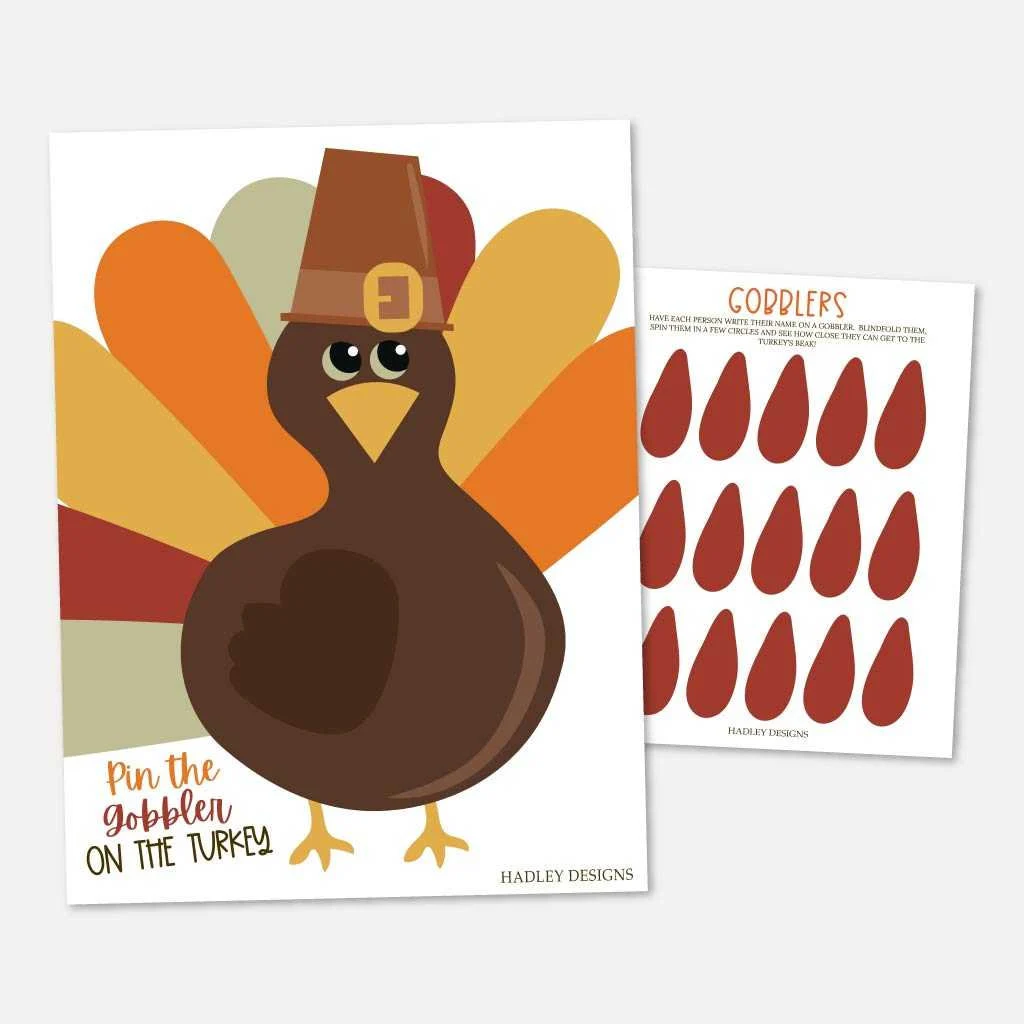 Pin The Gobbler Game Template Digital