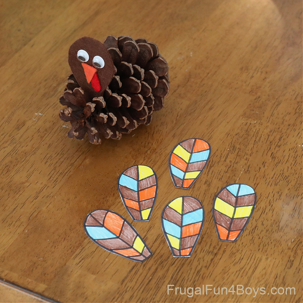 free pine cone turkey feather template