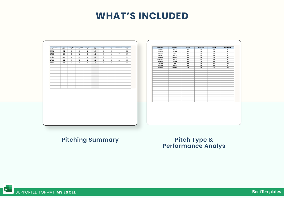 Pitching Chart Excel Template Pitching Chart Excel Template