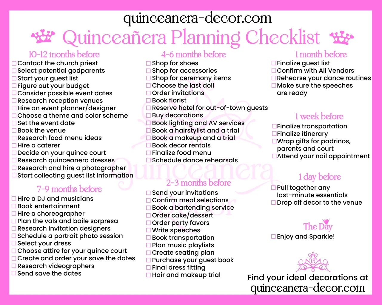 printable quinceanera checklist template printable quinceanera checklist template