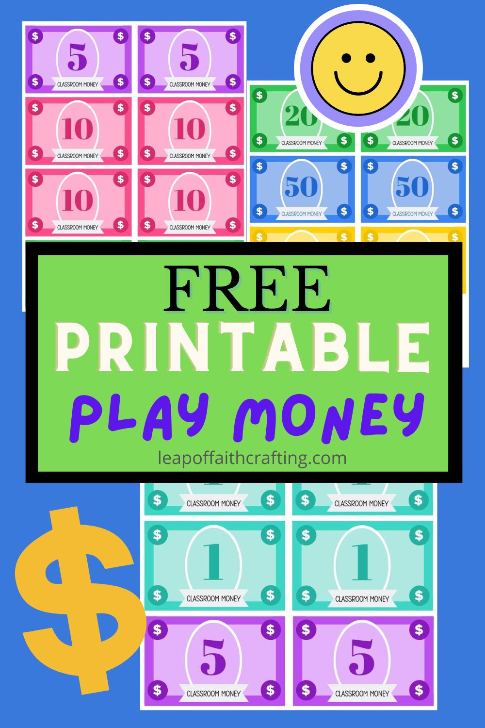 free printable classroom money template