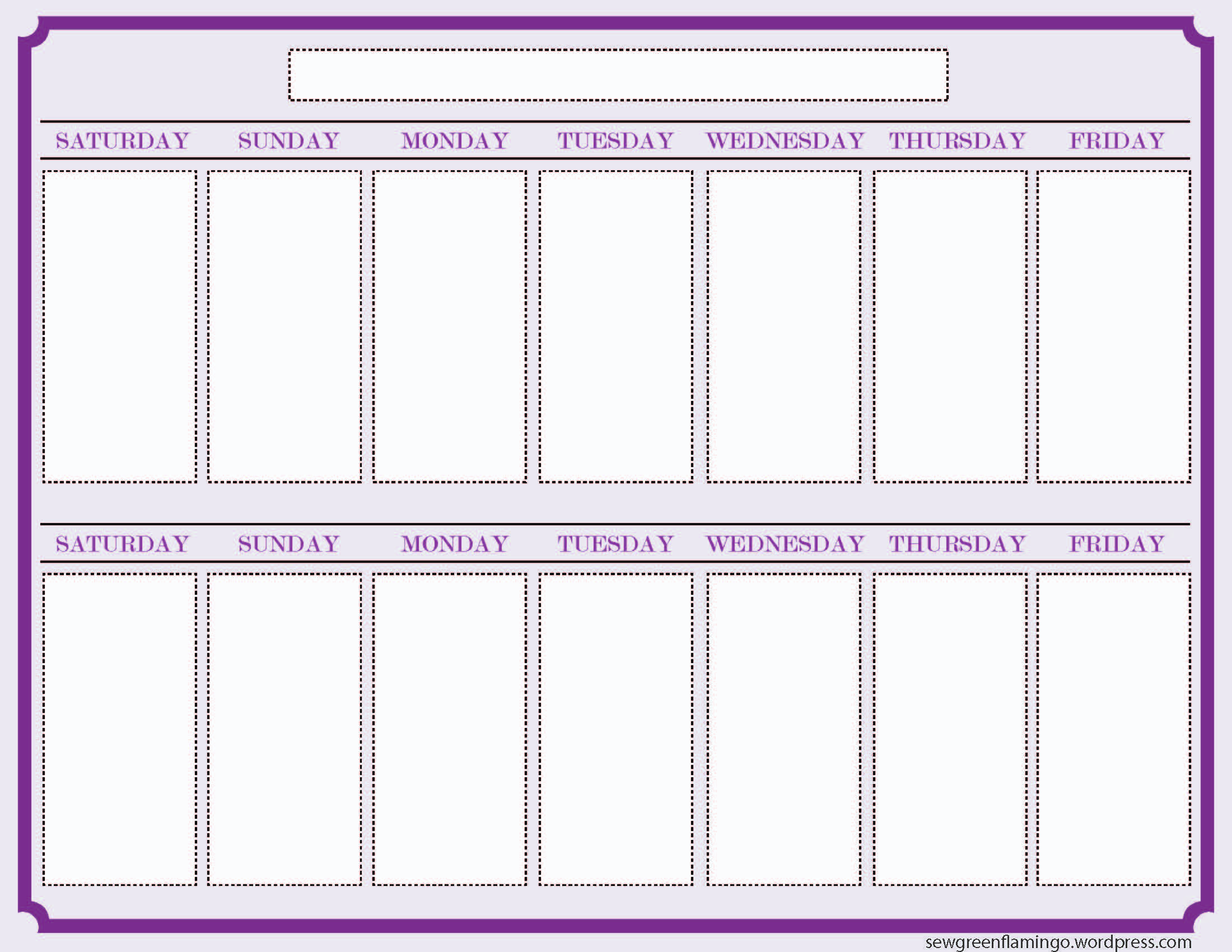 Post Two Week Calendar Printable 108039