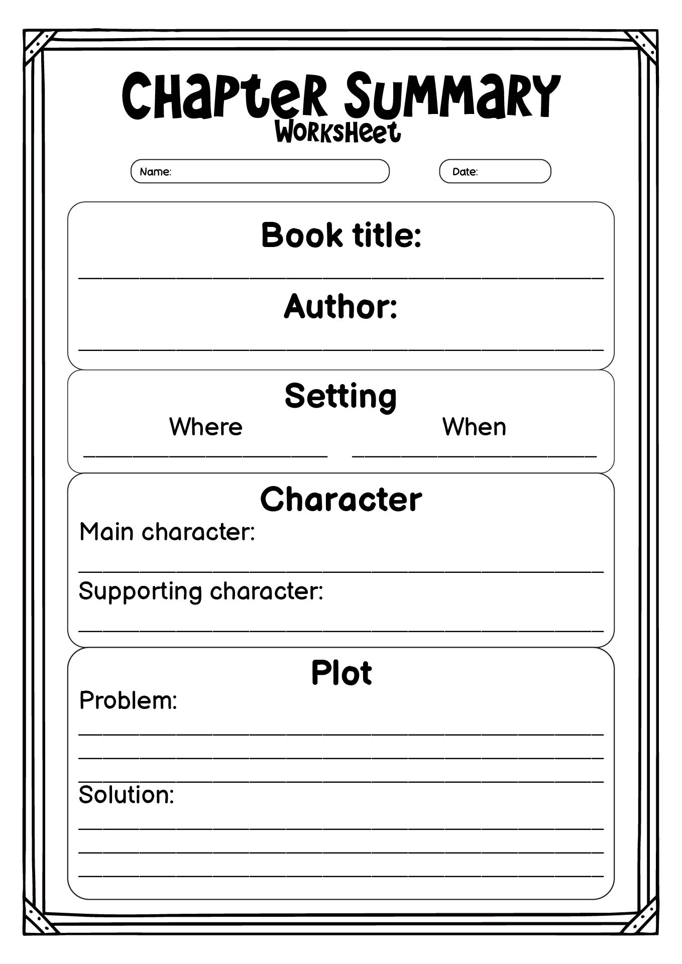 Post Writing Chapter Summary Worksheet 432823