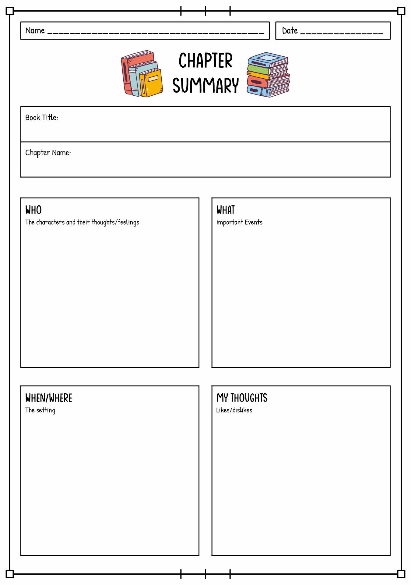Post Writing Chapter Summary Worksheet 432823