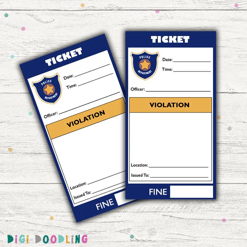 Pretend Play Police Tickets Police Party