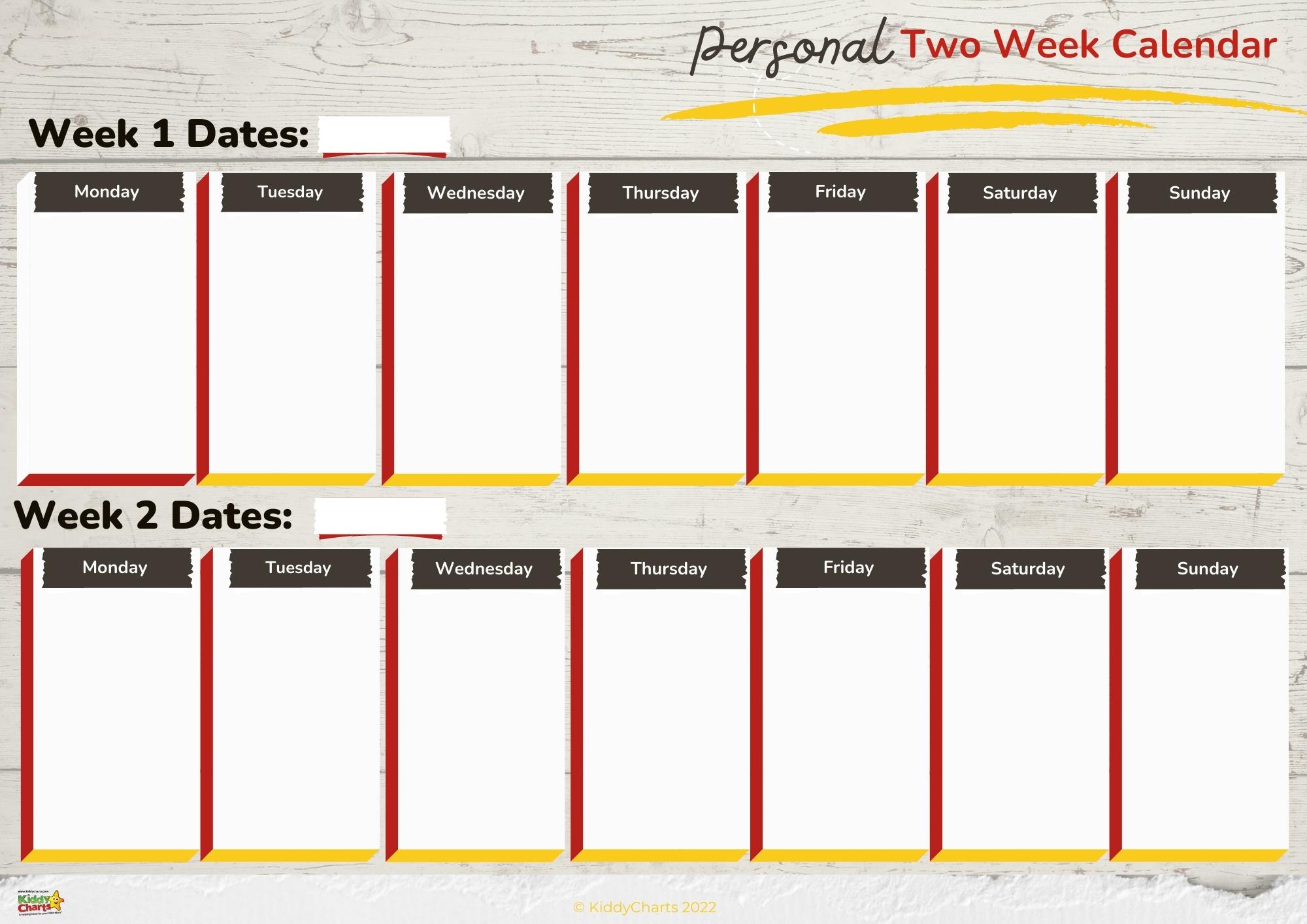 Printable 2 Week Calendar To Help Organise Your Life Now