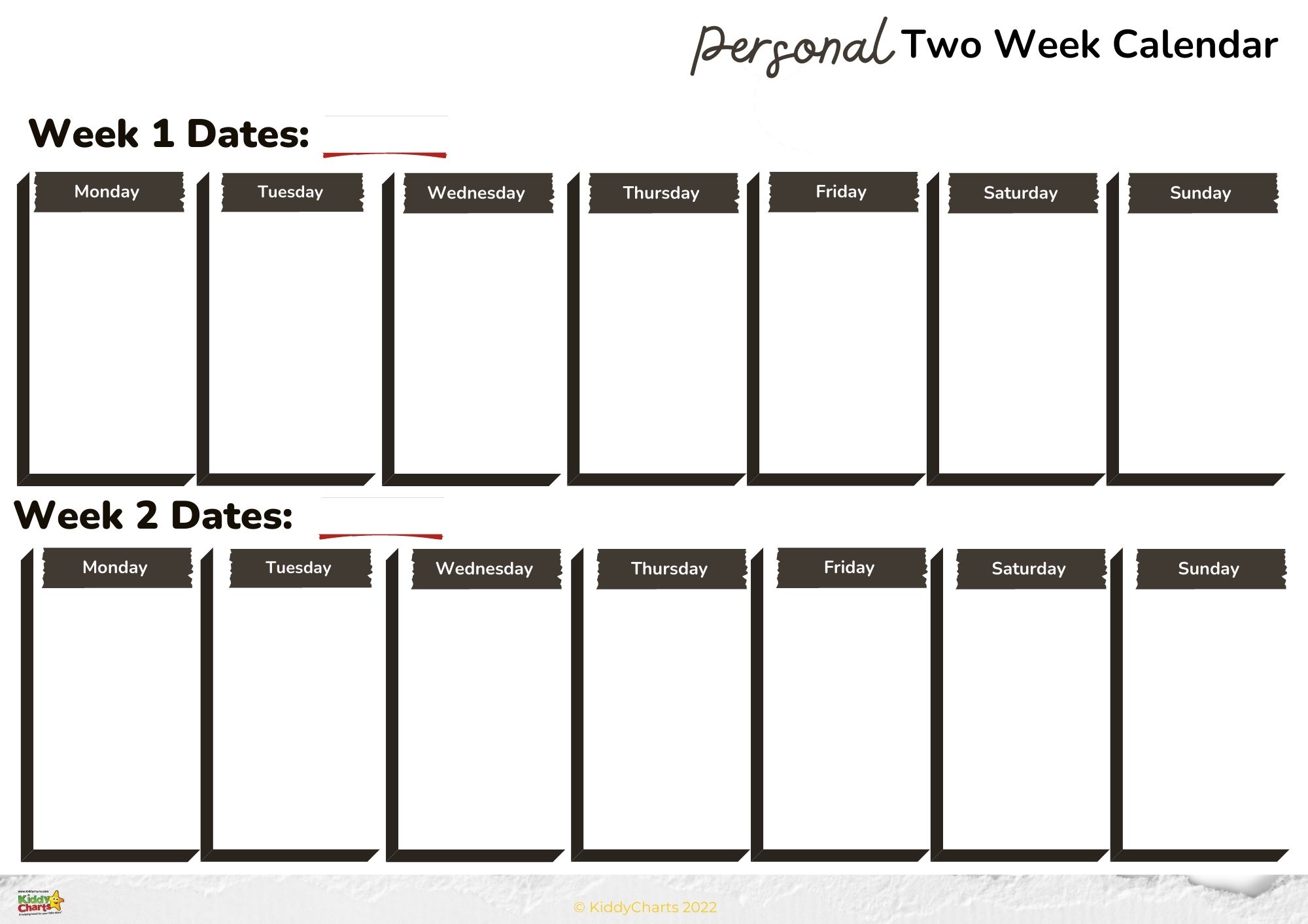 Printable 2 Week Calendar To Help Organise Your Life Now